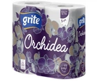 Туалетная бумага трехслойная Grite Orchidea, целлюлозная, 4 рул., 21 м, 145 отрывов