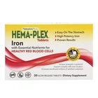 Залізо, NaturesPlus, Hema-Plex, 30 таблеток із повільним вивільненням