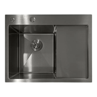 Мойка из нержавеющей стали Mixxus MH6350L Nano-Black (3.0/0.8) цвет графит (MI7045)