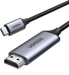 Кабель USB Type-C to HDMI 4K Ugreen MM142 2м Перехідник Ultra HD (4K@60Hz; 1080P@144Hz) Aluminium Black (50571)