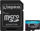 Карта пам`яті Kingston microSDXC 512GB Canvas Go! Plus G4 Class 10 UHS-I U3 V30 A2 + SD-адаптер (SDCG4/512GB)