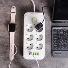 Подовжувач електричний 5 м 6 розеток 4 USB 1 Type-C чорний, перенесення трійник зарядна станція Yiwu 5, Білий