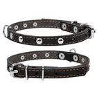 Ошейник для собак XS Collar ОДИНАРНЫЙ с украшениями, черный — кожаный плоский, регулируемый; ширина 12 мм, длина 24–32 см, металлическая фурнитура — арт. 00231