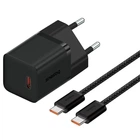 СЗУ Baseus GaN5 Fast Charger mini PD30W (1USB-C) + кабель Type-C to Type-C (P10110902) Cluster Black