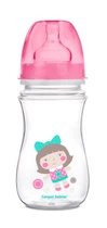 Бутылка с широким отверстием антиколиковая Easystart Цветные зверьки 240 мл Canpol babies Розовая (5903407352060)