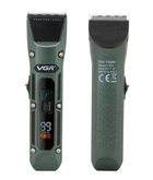 Аккумуляторная машинка для стрижки VGR V-696 5 Вт с дисплеем и насадками зелёная