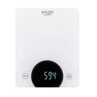 Ваги кухонні електронні Adler AD 3173 White настільні скляні з дисплеєм LED зважуванням до 10 кг і похибкою 1 г вимірювання об'єму