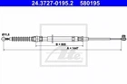 Трос ручника ATE 24372701952 Seat Leon; Skoda Octavia, Yeti; Volkswagen Jetta, Golf, Scirocco, EOS; Audi A3 1K0609721AT, 1K0609721BB, 1K0609721T