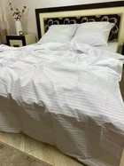 Постельное белье хлопковое Полоска Двуспальное Простынь на резинке 160x200х20 Бязь Белое 70 х 70