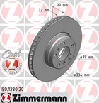 Гальмівні диски ZIMMERMANN 150128020 BMW 7 Series 34111164973, 34116757756, 34116757757