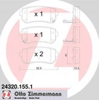 Тормозные колодки ZIMMERMANN 243201551 Hyundai Accent, IX35, I20, Tucson, I30, IX20; KIA Ceed, Sportage, Pro Ceed, Cerato, Rio 583023SA20, 583020ZA00, 583021GA00