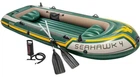 Лодка надувная Intex 68351 Seahawk 4 Set четырехместный из винила 351х145 см с веслами и ручным насосом 3-х камерный Зеленый (33-9-68351)