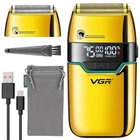 Электробритва с дисплеем + 2 насадки 7500об/мин, USB, V-350, Золотой