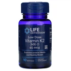 Вітамін К2 (МК-7) 45 мкг, Low Dose Vitamin K2 (MK-7), Life Extension, 90 капсул