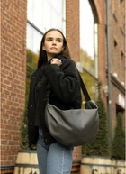 Жіноча сумка Хобо SAMBAG Графіт (726058428)