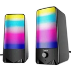 Компьютерная колонка акустическая система для пк HOCO DS14 RGB Rhythmic Spectrum desktop speaker |10W, AUX, Mic| Черный