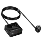 Удлинитель сетевой HOCO AC27 Descanso, 2-socket PD Desktop Charger, 1USB, 2Type-C, 30W, 3A, 2500W, 2m, black