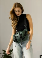 Велика жіноча поясна сумка бананка з екошкіри SAMBAG Зелена (1115038721)