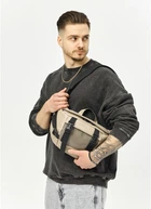 Большая мужская поясная сумка бананка из натуральной кожи SAMBAG Серая (1007038721)