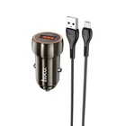 Адаптер автомобільний Hoco Micro USB Cable Blue shield single port Car charger Z46 |1USB, 18W/3A, QC| Grey