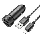 Адаптер автомобільний Hoco Lightning Cable Level dual port Car charger Z49 |2USB, 12W, 2.4A| Black
