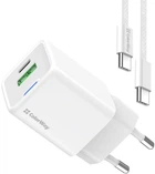 Пристрій зарядний мережевий ColorWay GaN Mini 20W PD Port PPS USB (Type-C PD + USB QC4.0) cable Type-C (CW-CHS062PDC-WT)
