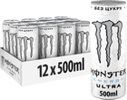 Упаковка безалкогольного енергетичного сильногазованого напою Monster Energy Ultra 500 мл х 12 банок (5060947547179)