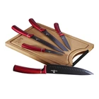 Набір ножів з роздільною дошкою Berlinger Haus Metallic Line Burgundy Edition для овочів, хліба, нарізки та універсальний нержавійка