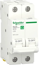 Автоматичний вимикач 2-полюсний Schneider Electric RESI9 2P 20A C 6k AR9F12220