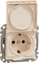 Розетка Schneider Electric Sedna Design з заземленням зі шторками та кришкою Бежевий SDD112024