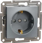 Розетка з заземленням з захисними шторками Schneider Electric Asfora Сталь EPH2900262