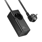 Сітковий підовжувач HOCO NS9 Wisdom 1-position (PD67W/3C1A) desktop socket (EU/GER) Black (6942007638494)