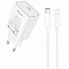 Мережевий зарядний пристрій HOCO C143A, USB Type-C та Lightning, PD 20 Вт, швидке заряджання