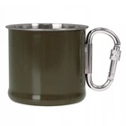 Кружка стальная MIL-TEC 500ml с карабином Olive