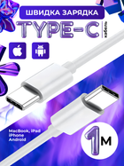 Кабель швидкої зарядки андроід айфон type c to type c 1м для телефону ноутбука планшета apple android iphone ipad macbook пристроїв з тайпсі Foxconn usbc cable універсальний провід для передачі даних синхронізації швидка зарядка тайп сі 1 метр