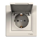 Розетка Schneider Electric Asfora з кришкою з заземленням кремова EPH3100123