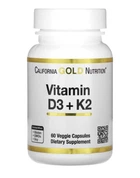 Вітаміни D3 і K2 125 мкг/120 мкг California Gold Nutrition 60 вегетаріанських капсул