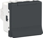 Розетка Schneider Electric Unica New з заземленням зі шторками та кришкою 16А гвинтові зажими антрацит NU303754TA