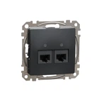 Розетка комп'ютерна Schneider Electric Sedna Design 2*RJ45 категорія 5E UTP Чорний SDD114452