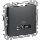 Розетка USB Schneider Electric Electric Sedna Design тип A+C, 3A 45Вт Чорний SDD114404