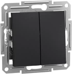 Вимикач 2-клавішний кнопковий Schneider Electric Asfora самозажимний Антрацит EPH1100171
