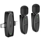 Петличный беспроводной микрофон HOCO L15 Dual-mic clip-on wireless digital (Lightning/Type-C) (Black) (231246)