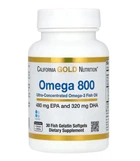 Омега-800 в форме триглицеридов KD-Pur 80 % ЕПК/ДГК 1000 мг California Gold Nutrition 30 капсул