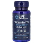 Витамин D3 с морским йодом 125 мкг (5000 МЕ) Vitamin D3 with Sea-Iodine Life Extension 60 капсул