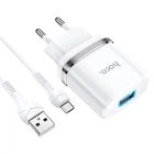 Сетевое зарядное устройство HOCO N1 1USB/2.4A Micro USB Белый