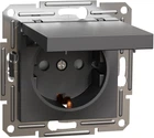Розетка з кришкою з заземленням Schneider Electric Asfora Антрацит EPH3100171