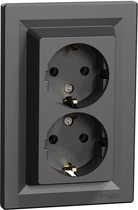 Розетка подвійна з заземленням Schneider Electric Asfora Антрацит EPH9900171