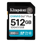 Карта памяти Kingston Canvas Go! Plus 512 ГБ, SDXC, чтения до 200 МБ/с, запись до 160 МБ/с, пластик (SDG4/512GB)