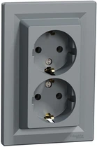 Розетка подвійна з заземленням Schneider Electric Asfora Сталь EPH9900162