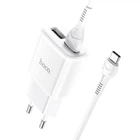 Мережевий зарядний пристрій адаптер Hoco C88A Star Round |2USB, 12W/2.4A, багаторівнева система захисту, універсальна сумісність| + Кабель Type-C у комплекті |1 м| Білий